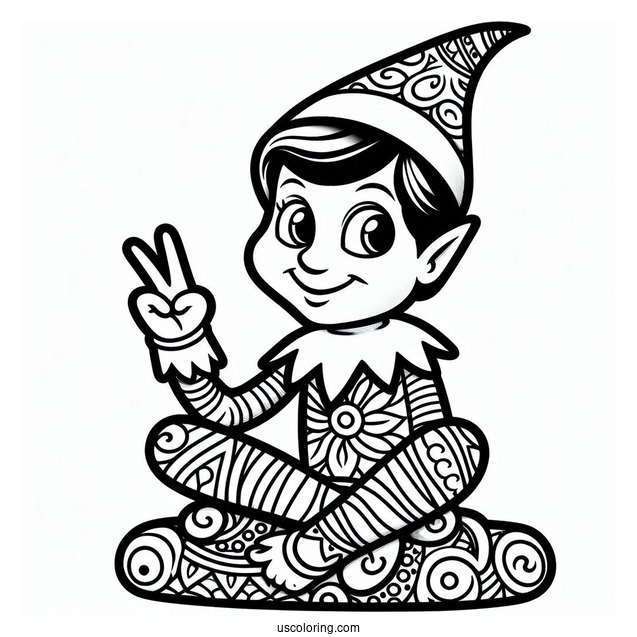 Groovy Looking Elf On The Shelf To Color