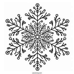 Stellar Dendrite Snowflake Coloring Page Outline