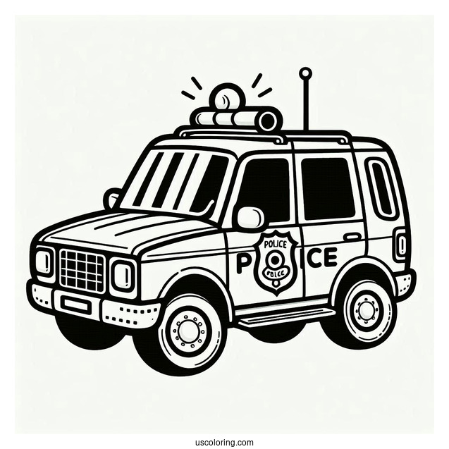 Easy Outline Of Police Car To Color For Kids