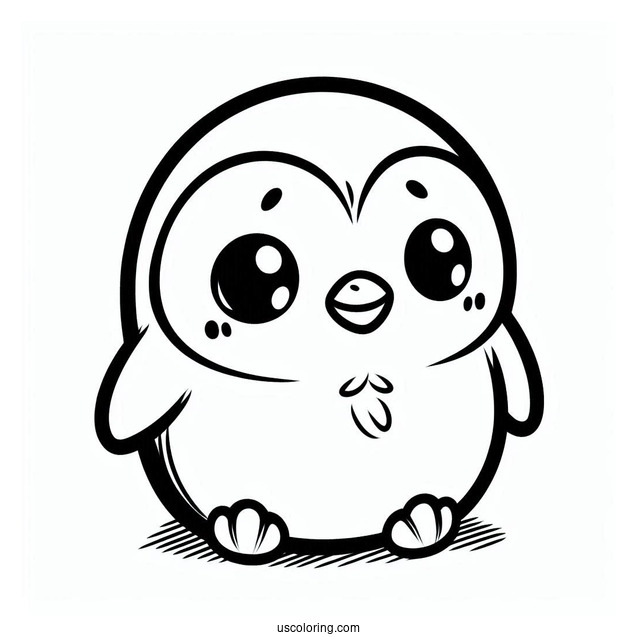 Little Blue Penguin Coloring Page For Preschoolers