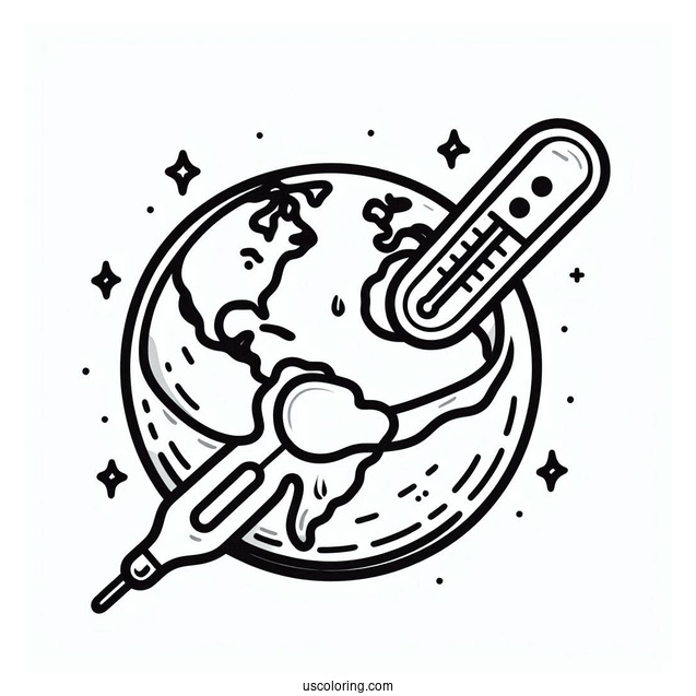 Sick Earth With A Thermometer In Its Mouth