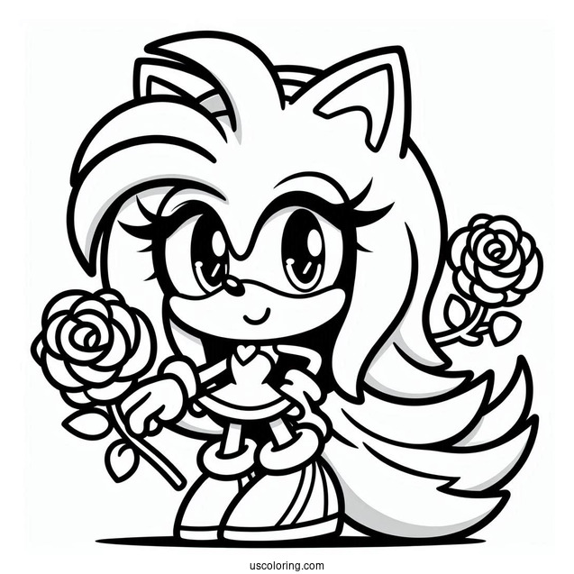 Kawaii Amy Rose Coloring Sheet For Kids