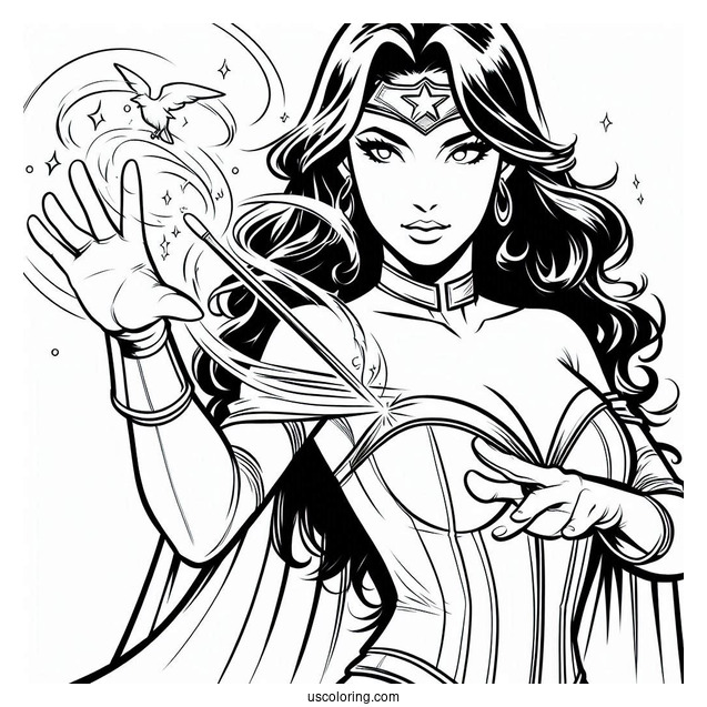 Justice League Coloring Page Of Zatanna Performing Magic