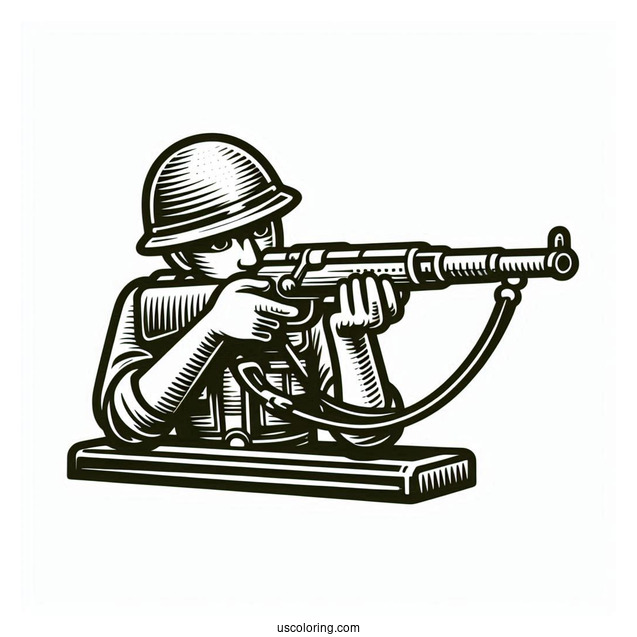 Classic Toy Soldier Coloring Page Aiming Gun