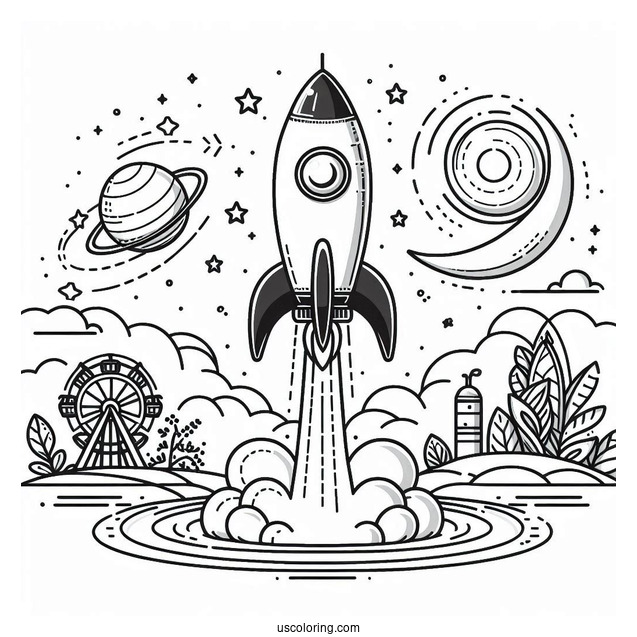 Discovery Rocket Launching To Color