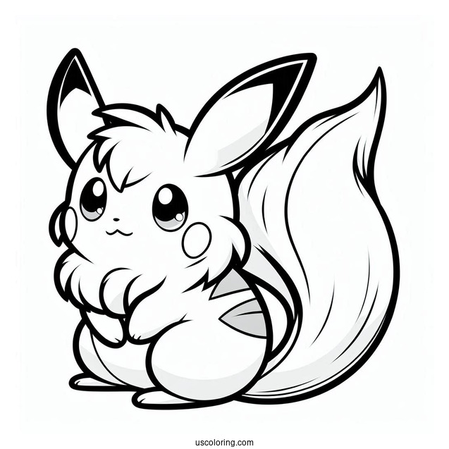 Cute Raichu Coloring Page Using Tail In Battle