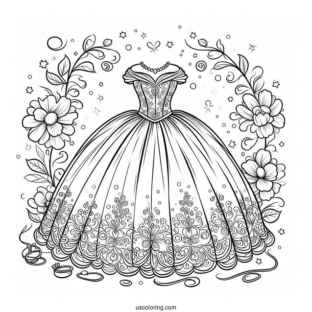Beautiful Cinderella Dress With Flower Background