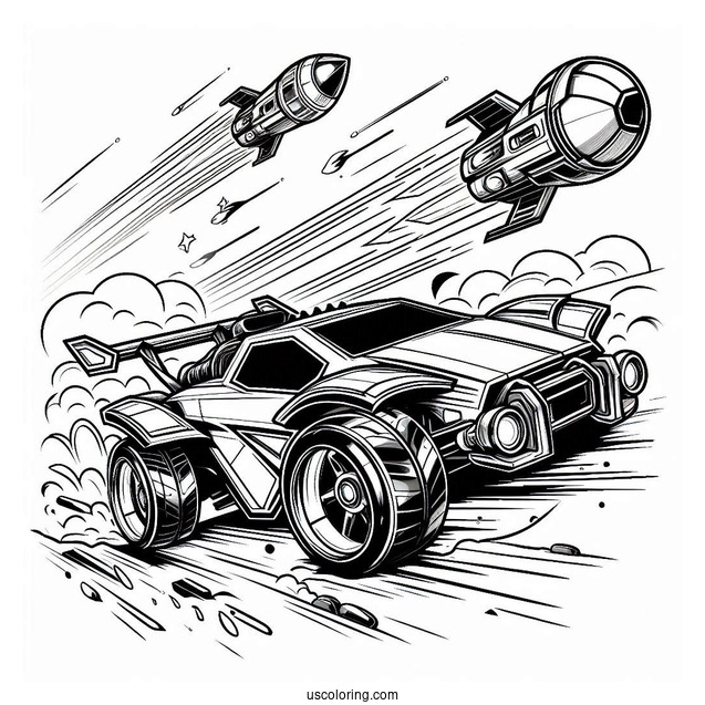 Rocket League Coloring Page Battle Cars Poster For Kids