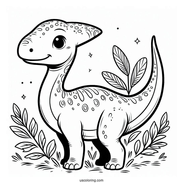 Easy Parasaurolophus Coloring Page For Preschoolers