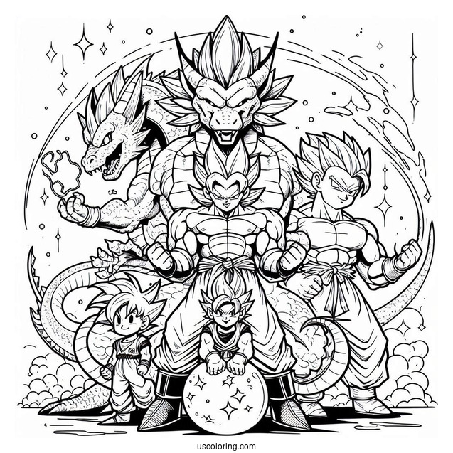 Dragon Team Coloring Page
