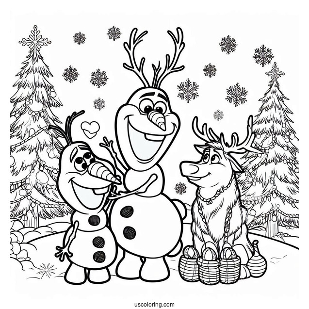 Olaf And Sven Christmas Coloring Sheet