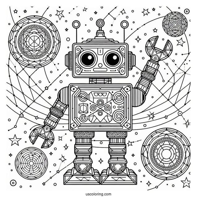 Geometric Robot With Starry Background