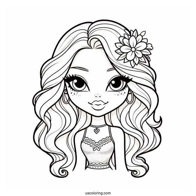 Simple Bratz Sasha Outline To Color