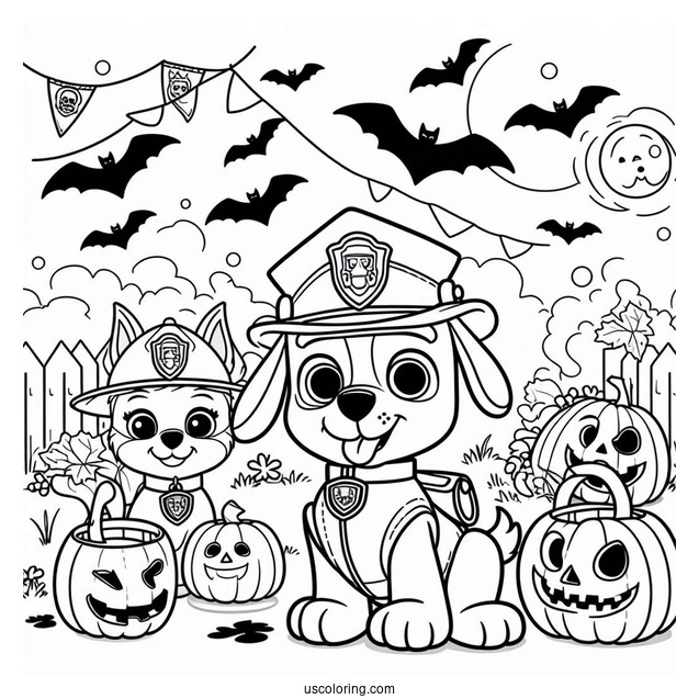 Halloween Themed Paw Patrol Coloring Picture