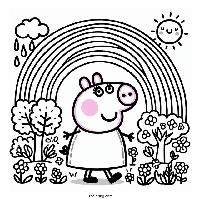Peppa Pig Rainbow Coloring Sheet