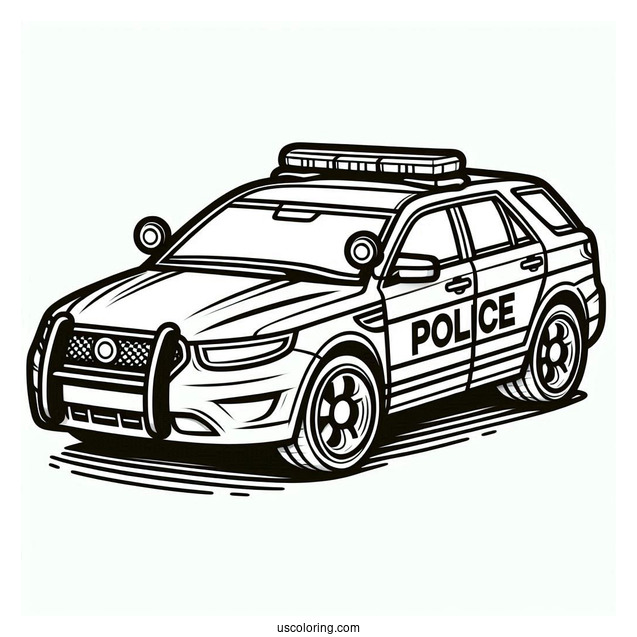 Simple Outline Of Police Car To Color