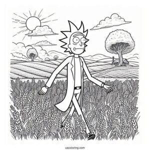 Rick Walking In Field Coloring Sheet