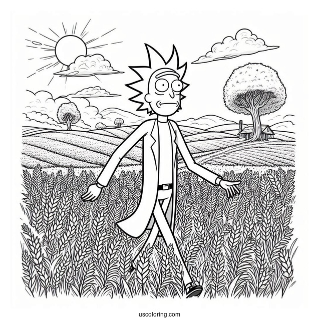 Rick Walking In Field Coloring Sheet