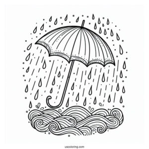 Rain Coloring Page Of Simple Umbrella Outline