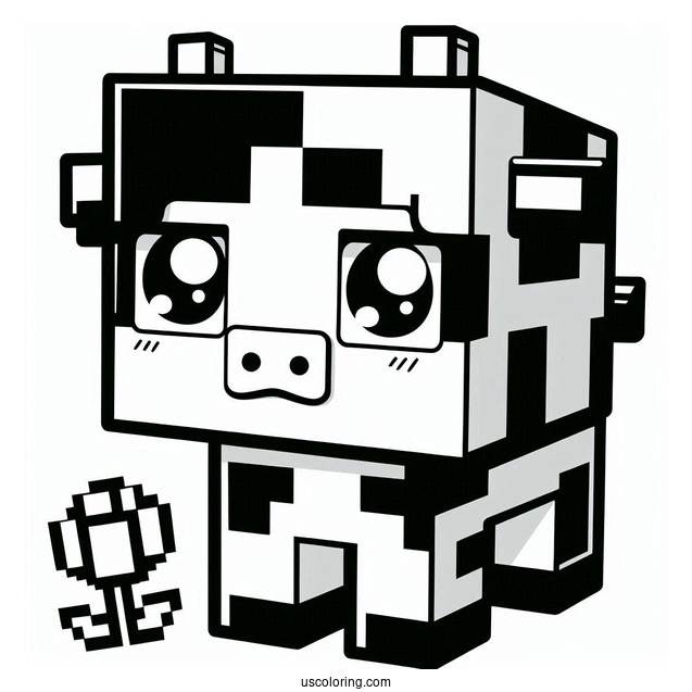 Minecraft Cow Coloring Page For Kids