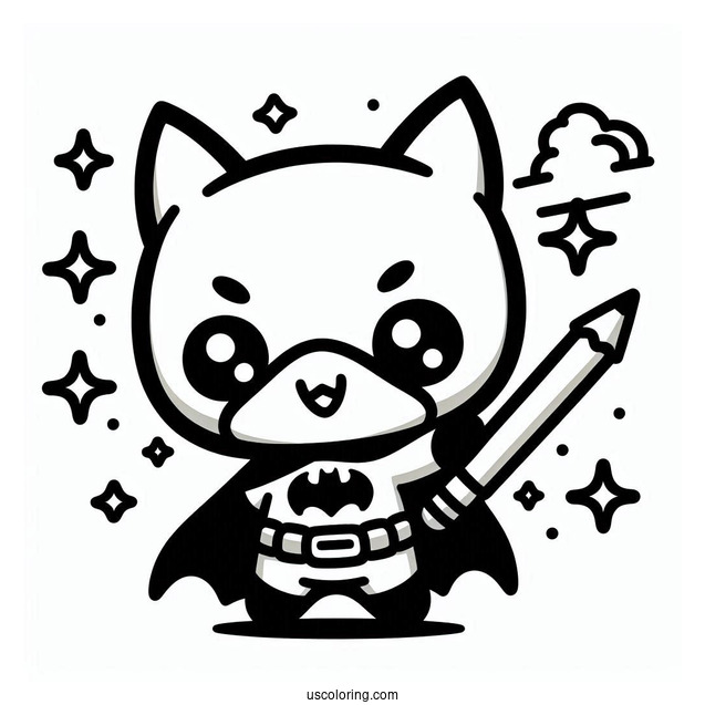 Cute Kawaii Batman Coloring For Kids