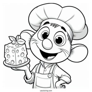 Ratatouille Coloring Page Of Happy Emile Holding A Chunk Of Cheese