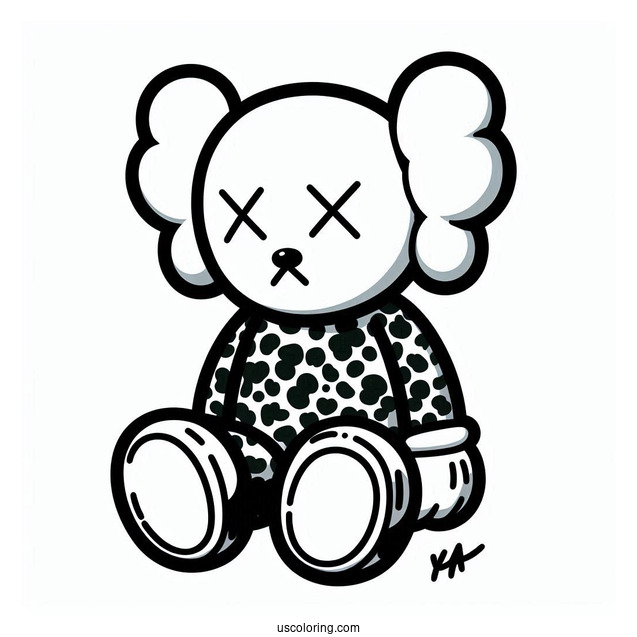 KAWS Coloring Page Companion In Bape Shirt12