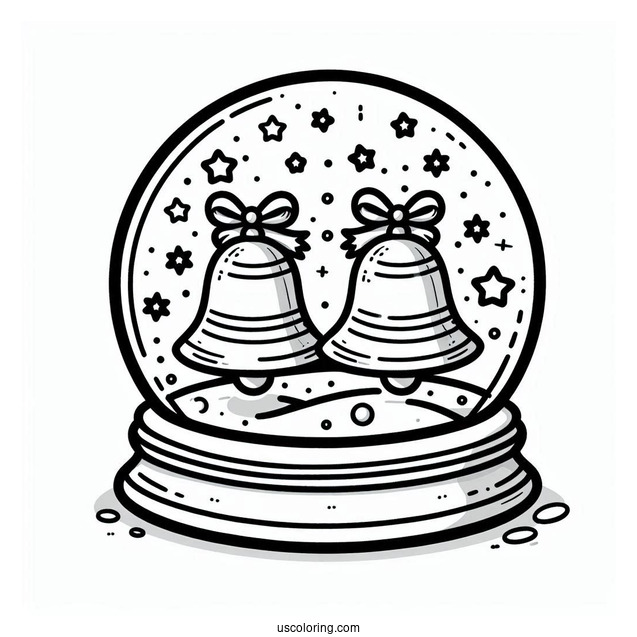 Christmas Bells Snow Globe Coloring Page