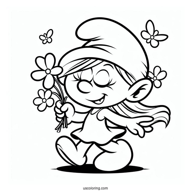 Cartoon Smurf Sassette Coloring In