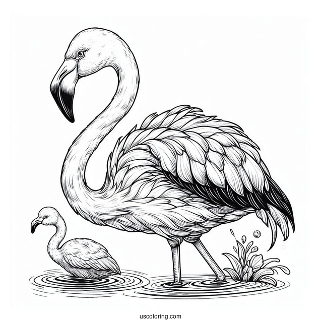 Realistic Flamingo Coloring Page