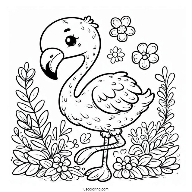 Adorable Baby Flamingo To Color