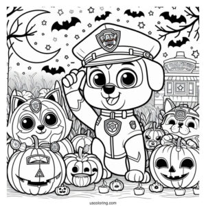 Halloween Themed Paw Patrol Coloring Picture
