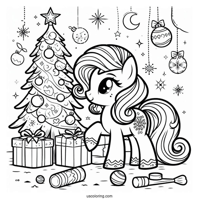 My Little Pony Decorating Christmas Tree To Color