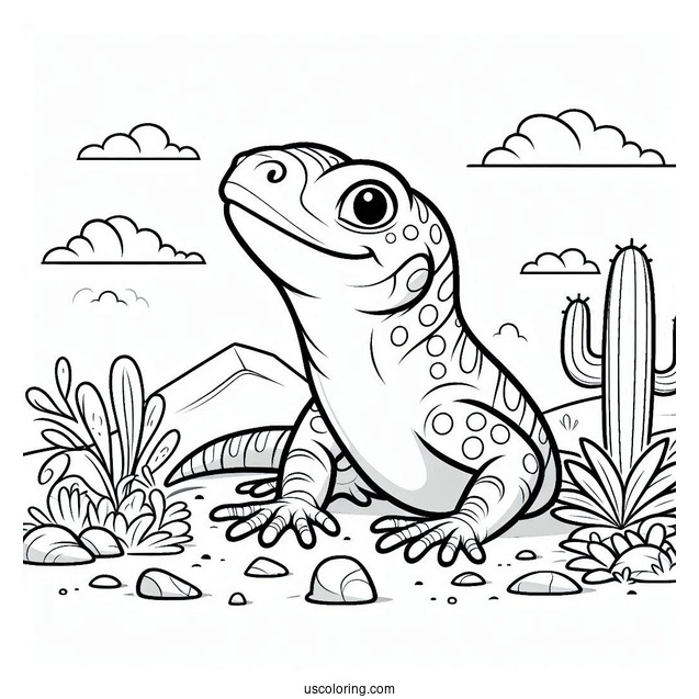 Lizard Coloring Page Looking Up From Ground