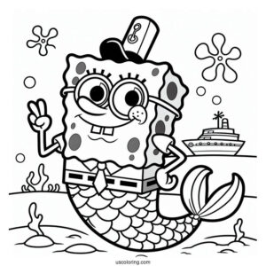 SpongeBob Coloring Page Mermaid Man