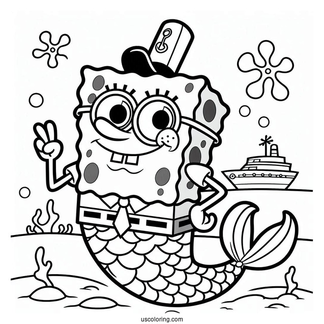 SpongeBob Coloring Page Mermaid Man
