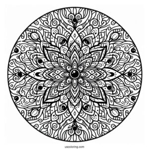 Pizza Mandala Coloring Page