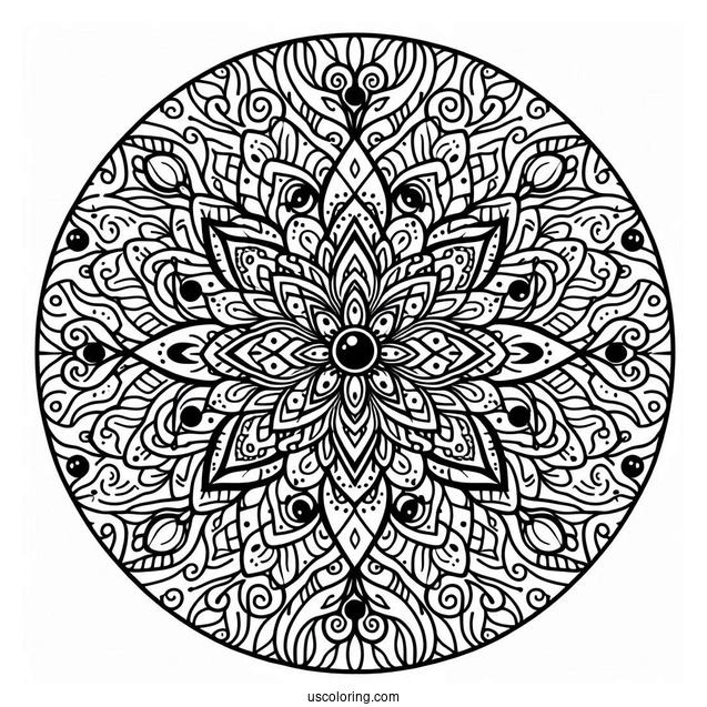 Pizza Mandala Coloring Page