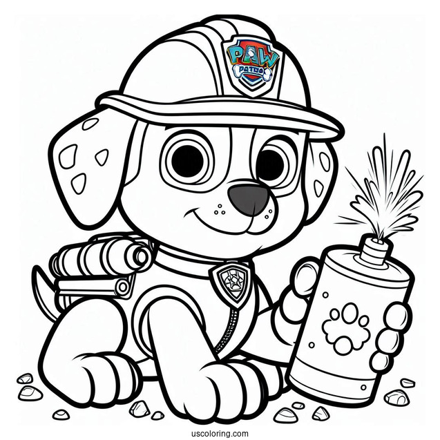 Easy Coloring Page Of Rubble From Paw Patrol