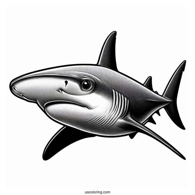Front View Of Realistic Hammerhead Shark Coloring Page