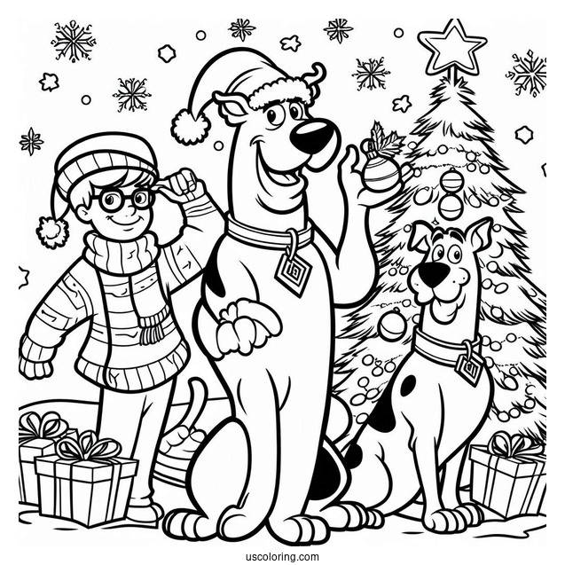 Christmas Themed Scooby-Doo Coloring Page