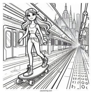Detailed Subway Surfers Coloring Page Poster