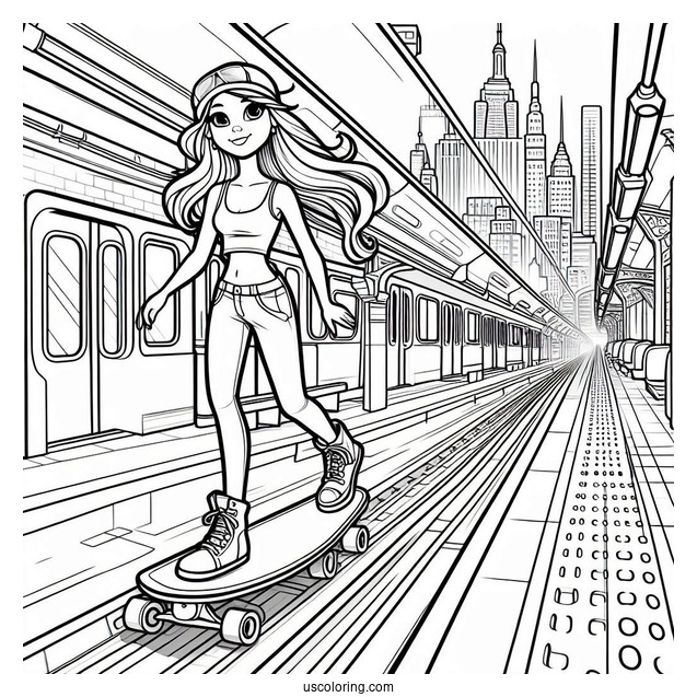 Detailed Subway Surfers Coloring Page Poster