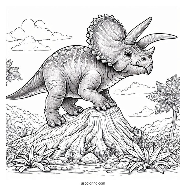 Realistic Protoceratops Climbing A Hill