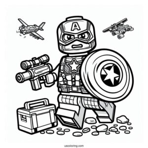 Lego Captain America Coloring Page