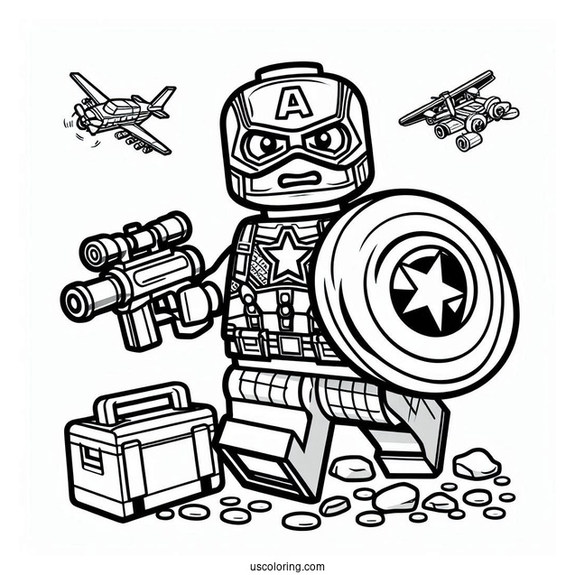 Lego Captain America Coloring Page