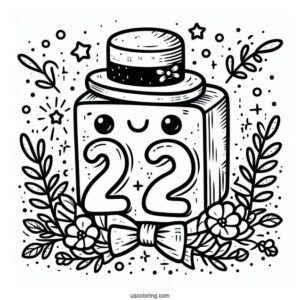 Numberblocks Coloring Page 20 With Hat And Bowtie