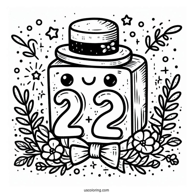 Numberblocks Coloring Page 20 With Hat And Bowtie