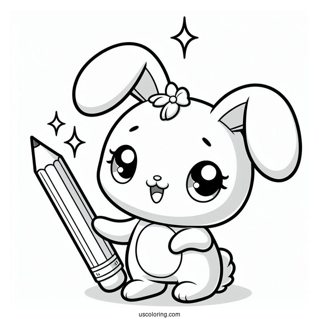 Sunny Bunnies Coloring Page Of Shiny Holding A Pencil