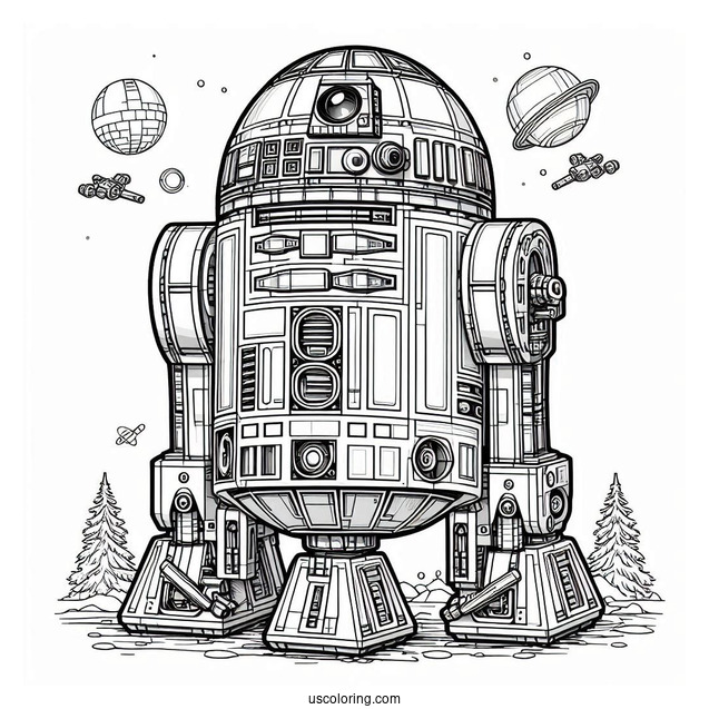 Lego R2-D2 Coloring Page For Kids